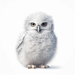 Fototapeta premium Adorable Portrait of a Baby Snow Owlet Owl Animal AI Generated
