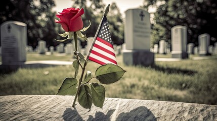 Memorial Day, Remember And Honor, Independence Day, Cemetery Memorial Day Flags, Generative Art