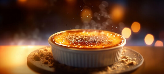 Traditional French dessert Creme Brulee. 