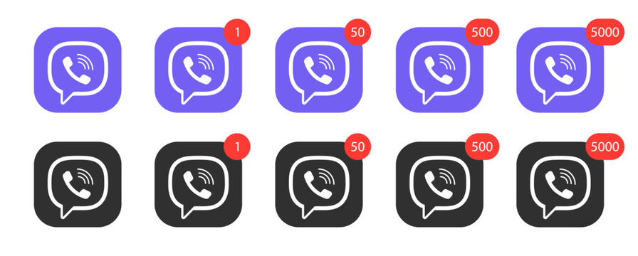 Social Media Icon viber with notifications.Viber  Logo. Vector