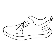 Beautiful hand-drawn fashion vector illustration of sport sneakers isolated on a white background for coloring book