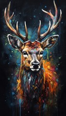 Deer Painting | Oil and Acrylic Painting of a Deer | Abstract | Woodland Animals | Created With Generative AI