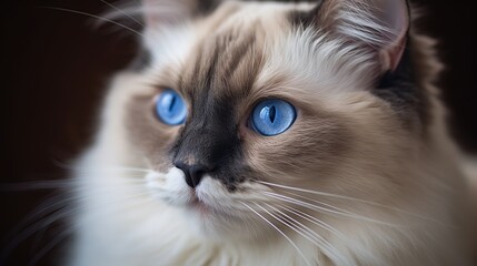 Graceful Elegance: Enchanting Ragdoll Cat with Piercing Blue Eyes