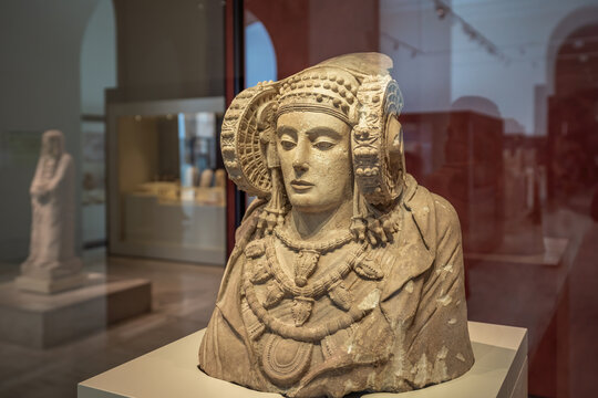 Lady of Elche (La Dama de Elche) Iberian Sculpture at National Archaeological Museum - Madrid, Spain