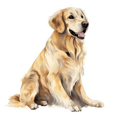 golden retriever dog in cartoon edition. Generative AI