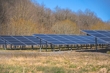 Large solar cell array in a field.