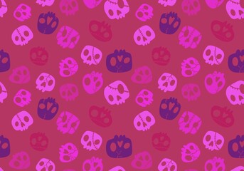 Halloween monsters seamless sculls with flower pattern for wrapping paper and fabrics and linens and fashion textiles