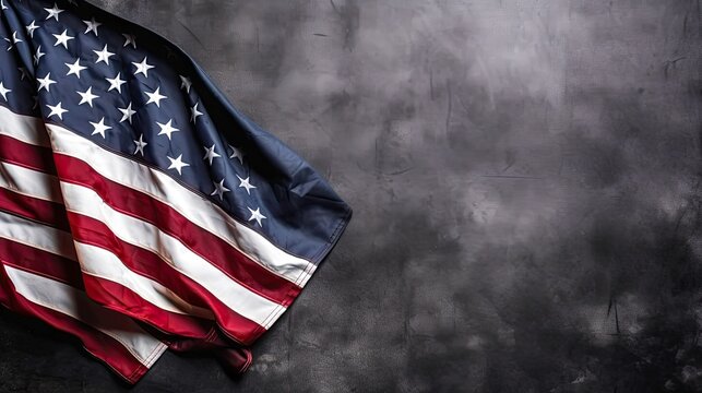 Memorial Day, Remember And Honor, Independence Day, American Flag on Black Background With Copy Space, Generative Art