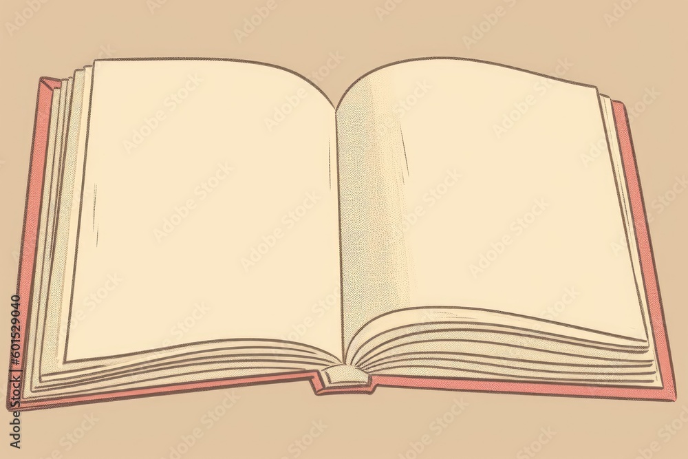 Poster an open book with a pink border on a beige background generative ai