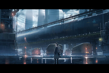 Anime. Anime girl , cyberpunk, steampunk, sci-fi, fantasy. Japanese animation, hand-drawn and computer-generated animation. Big eyes, cute face. Comic, teenager, Japan, animated. Generative AI