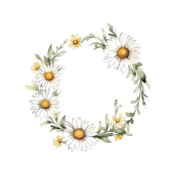 recommend clip art: Daisy Chain Watercolor Wreath  Illustration Beautiful Isolated Flowers Floral Decoration