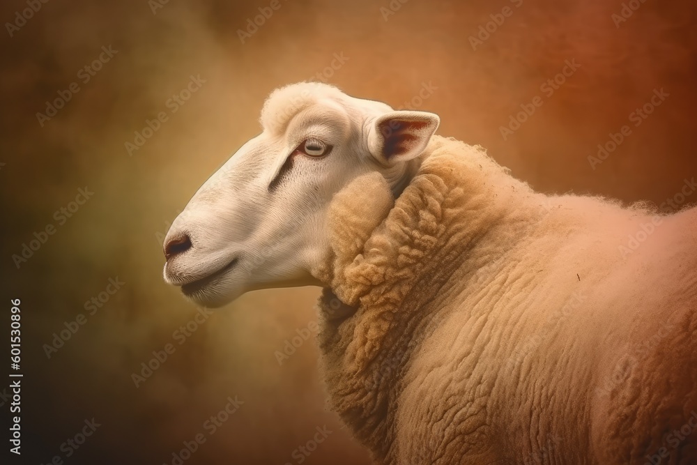 Poster close-up of a sheep in a natural environment generative ai