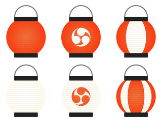 祭り提灯アイコンセット：赤 © designbeginner