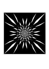 schwarze quadratische fläche ein komplexes transparentes sternförmiges strahlenmuster, mudernes design