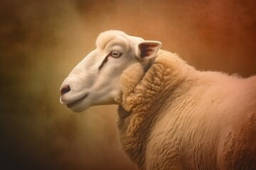 Fototapeta premium Close-Up of a Sheep in a Natural Environment Generative AI