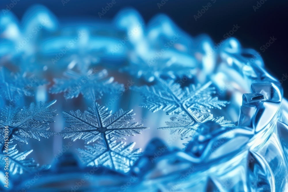 Poster snowflake pattern on a glass bowl Generative AI