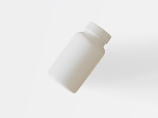 White bottle plastic with lid for pill or suplement