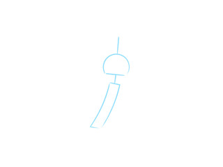 なびくサラッと手描き風鈴アイコン：水色