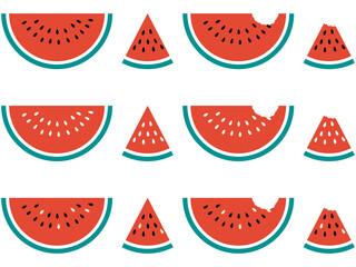 カットスイカアイコンセット：レトロ