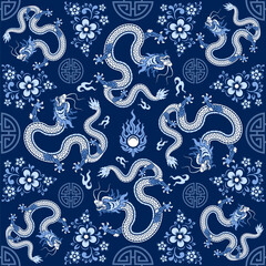 Seamless pattern happy chinese new year 2024 the dragon zodiac sign with asian elements paper cut style on color background. ( Translation : happy new year 2024 year of the dragon )