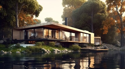 Obraz premium Modern House Design At River Ideas