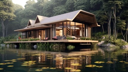 Fototapeta premium Modern House Design At River Ideas