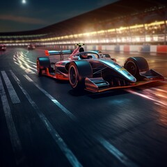 Obraz na płótnie Canvas Racing track with a racing car. Racer in racing car, speed concept. Generative AI
