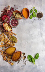 spices and herbs on a stone table