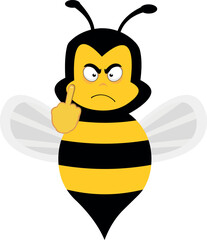 vector illustration bee cartoon doing the classic gesture of fuck you with your hand - obrazy, fototapety, plakaty