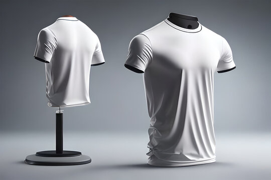 Generative AI - white round neck shirt template