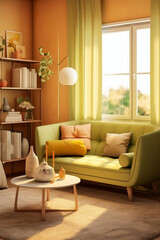 photo of Minimalist modern livingroom. AI generative
