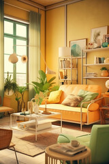 Fototapeta premium photo of Minimalist modern livingroom. AI generative