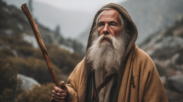 Majestic Wilderness: Cinematic Portrait of Moses (Generative AI)