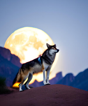 Wolf and Moon