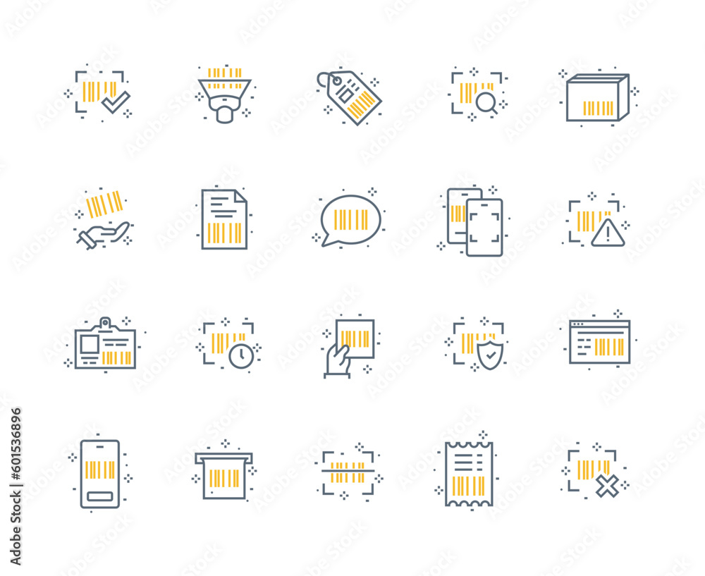 Poster bar code color icons set