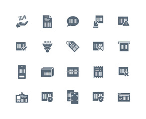 Bar code black icons set