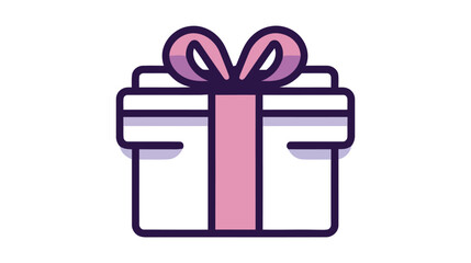 Gift box with ribbon line icon, outline vector sign, linear style isolated on white