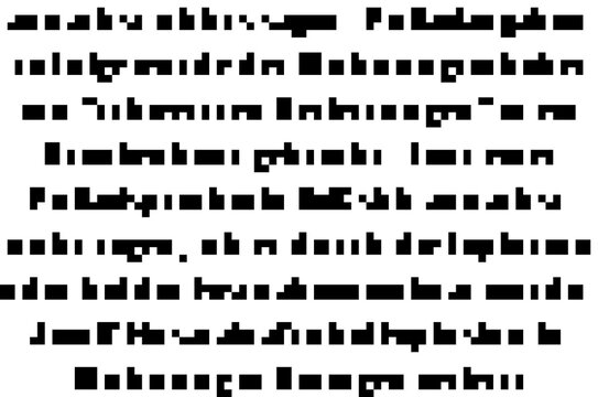 Cryptic unreadable pixel Text. Futuristic alien alphabet. Abstract illegible symbols of fictional language. Incomprehensible letters. Asemic writing.