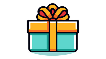 Gift box with ribbon line icon, outline vector sign, linear style isolated on white