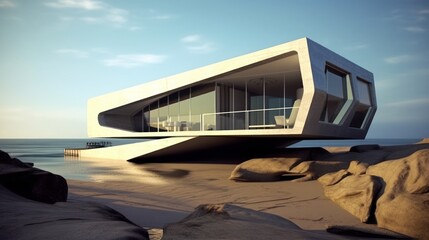 Obraz na płótnie Canvas Luxury House Design At Ocean