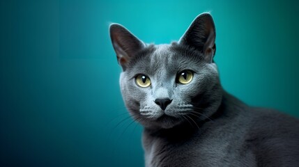 Elegant Elegance: Russian Blue Cat's Confident Pose