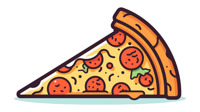 Pizza flat vector illustration. Slice of pizza vector for restaurant, dinner and italian menu