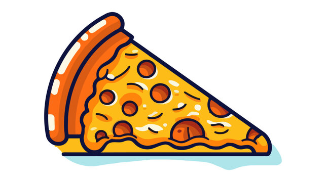 Pizza flat vector illustration. Slice of pizza vector for restaurant, dinner and italian menu