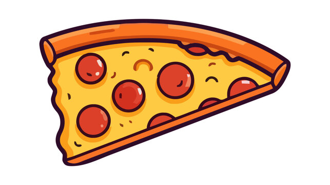 Pizza flat vector illustration. Slice of pizza vector for restaurant, dinner and italian menu