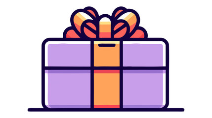 Gift box with ribbon line icon, outline vector sign, linear style isolated on white