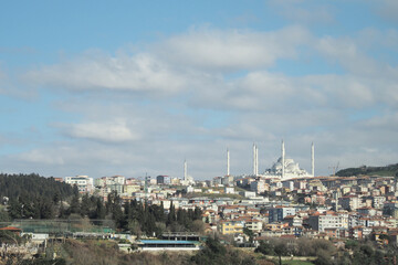  high angle view of Camlica Mosque and istanbul city 