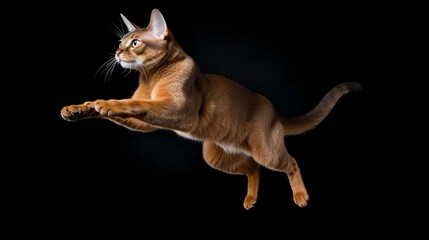 Athletic Elegance: Abyssinian Cat Leaping with Grace