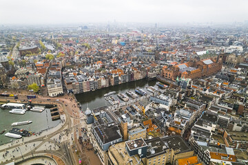 Fototapeta na wymiar Amsterdam skyline panorama, view from above. High quality photo