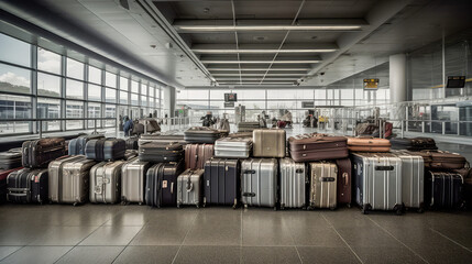 The Challenges of Airport Luggage and the Suitcase Hassle. Suitcase with luggage at airport. Generative AI