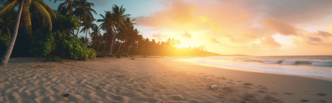 Generative Ai image of a beach at sunset